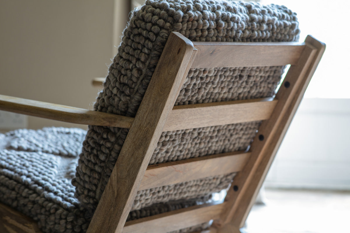 Keya Chunky Weave & Mango Wood Chair - Natural