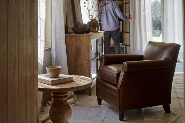 Knada Leather Armchair - Chocolate Brown