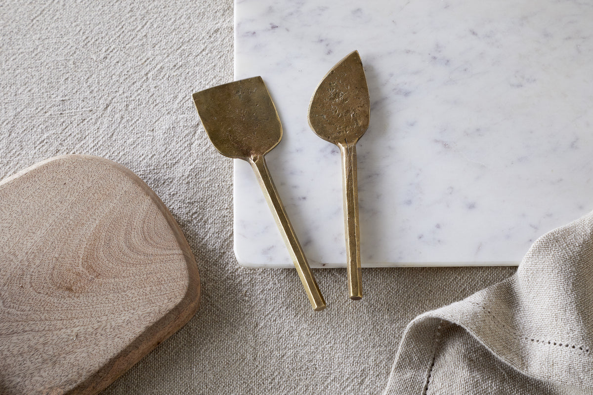 Kasa Cheese Knives - Antique Brass (Set of 2)