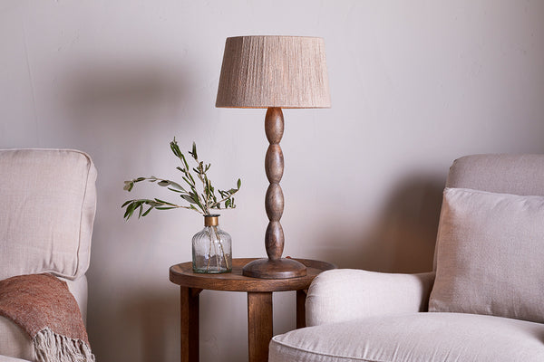 Konali Mango Wood Table Lamp - Ash Stain-Trade nkuku