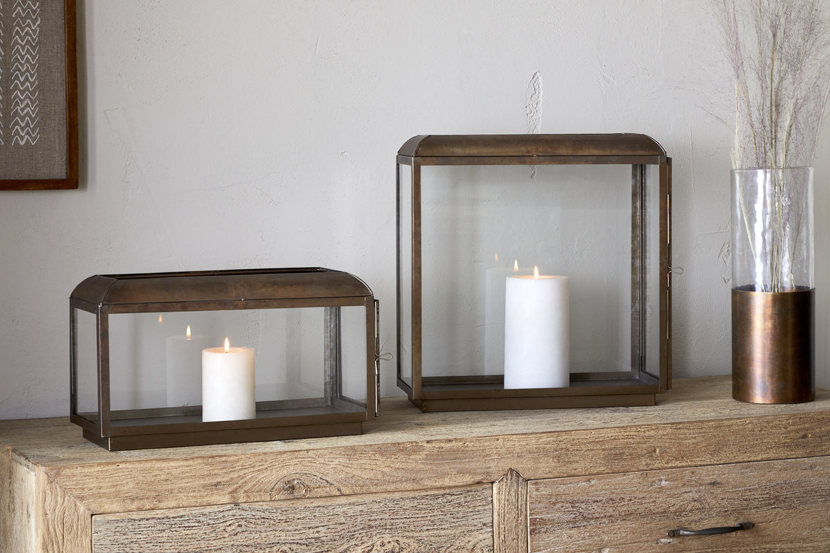 Kiwanda Tall Lantern - Antique Brass