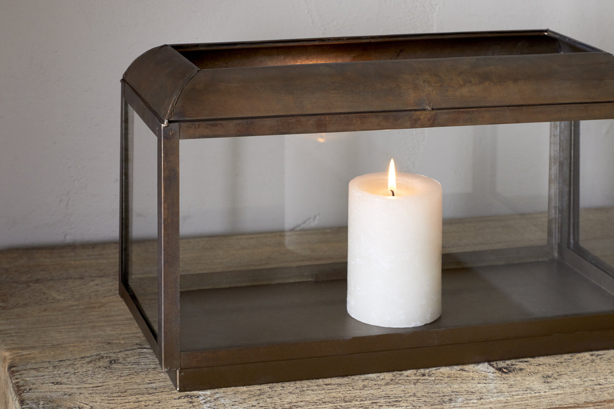 Kiwanda Wide Lantern - Antique Brass