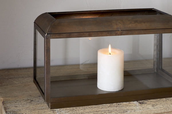Kiwanda Wide Lantern - Antique Brass