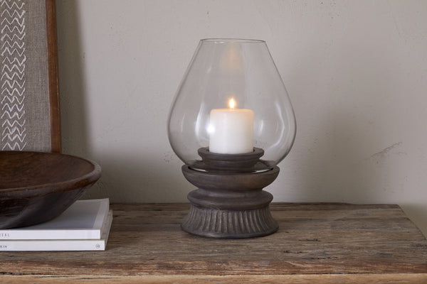 Kawani Mango Wood Lantern - Dark Ash