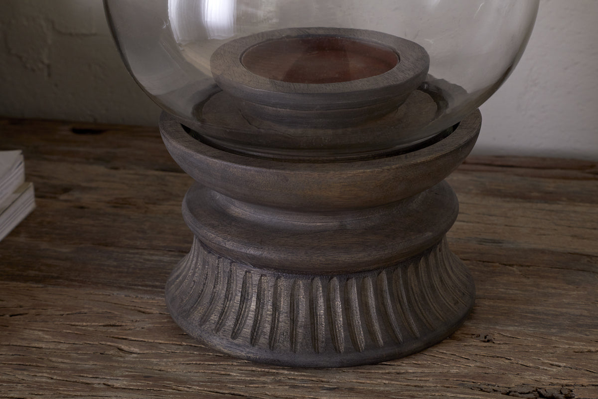 Kawani Mango Wood Lantern - Dark Ash