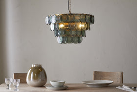 Kagitha Recycled Glass Chandelier - Green