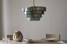 Kagitha Recycled Glass Chandelier - Green