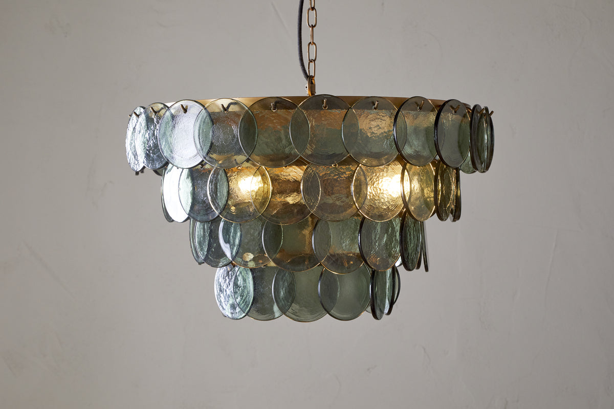 Kagitha Recycled Glass Chandelier - Green