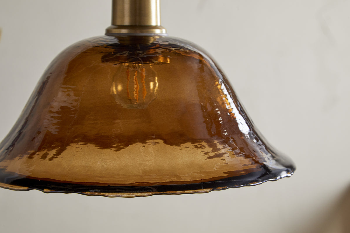 Keju Organic Shape Recycled Glass Pendant - Dark Amber