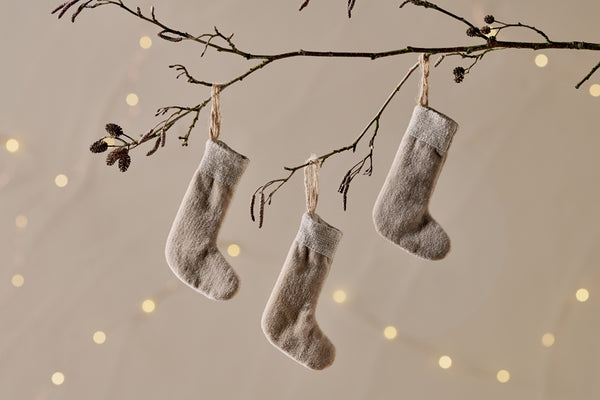 Karru Cotton Velvet Mini Stocking - Light Grey - (Set of 3)