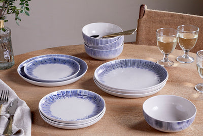 Karuma Dinnerware Set - Blue & White (Set of 12)