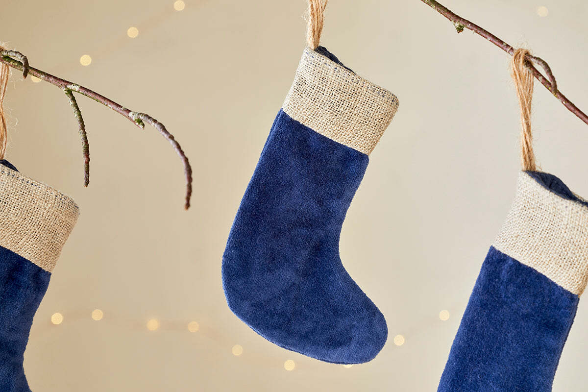 Karru Cotton Velvet Mini Stockings - Indigo (Set of 3)