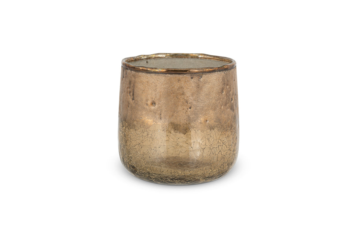 Konara Glass Tealight Holder - Copper Smoke