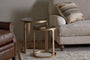 Khidki Cast Metal & Glass Nesting Side Tables - Antique Brass (Set of 2)