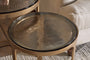 Khidki Cast Metal & Glass Nesting Side Tables - Antique Brass (Set of 2)