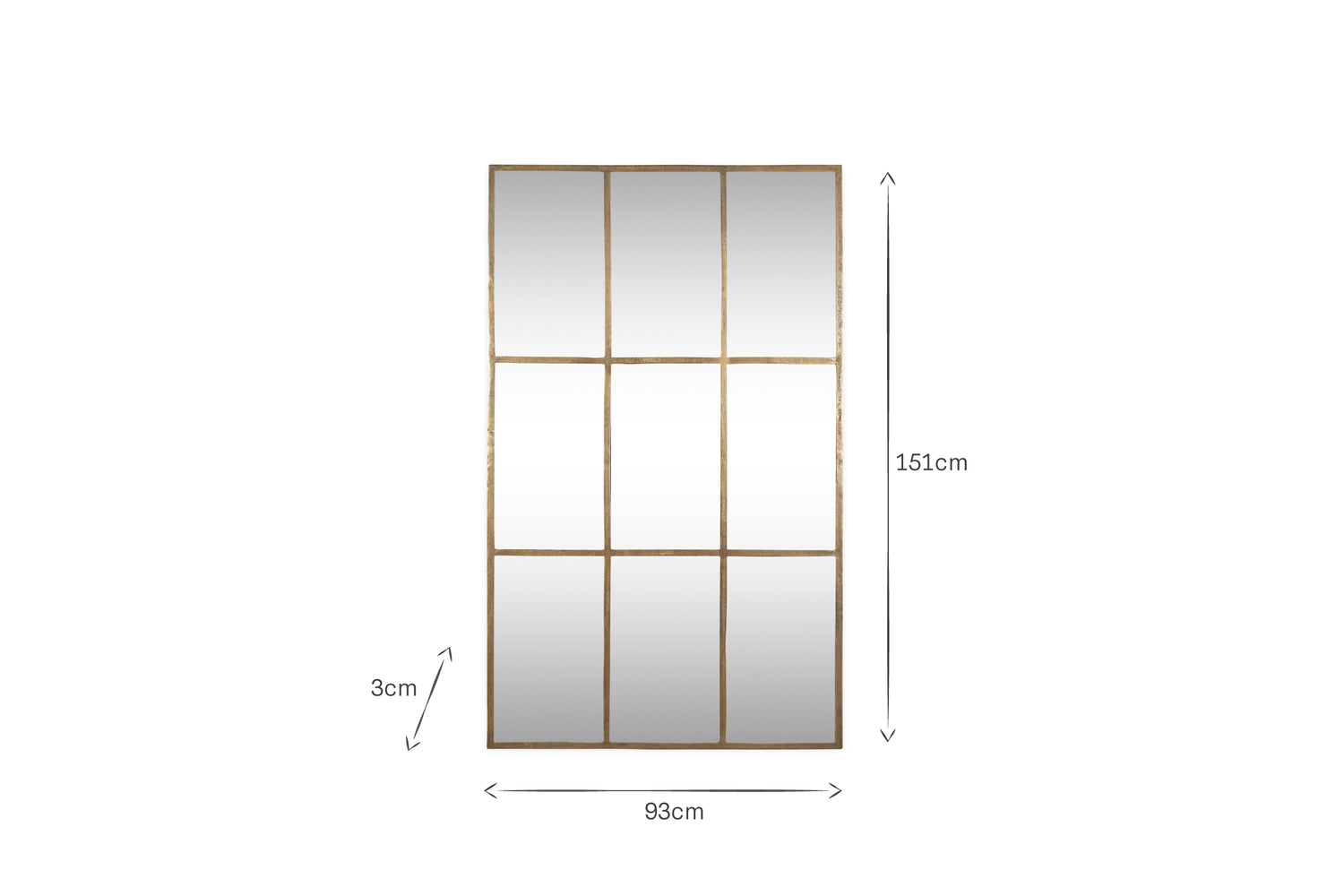 Kurci Rectangular Full Length Mirror - Antique Brass