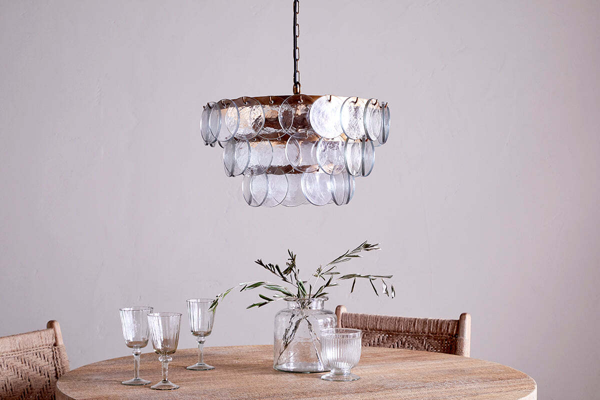 Kagitha Recycled Glass Chandelier - Clear