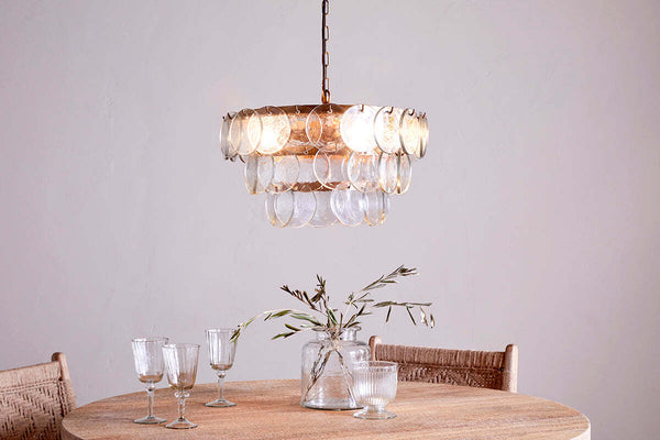 Kagitha Recycled Glass Chandelier - Clear