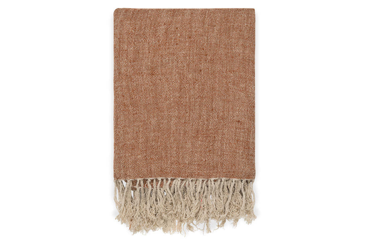 Kana Linen Throw - Rust