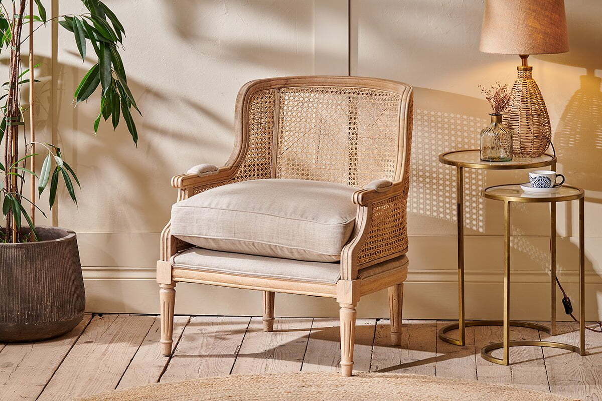 Kaziria Cane & Linen Armchair - Natural