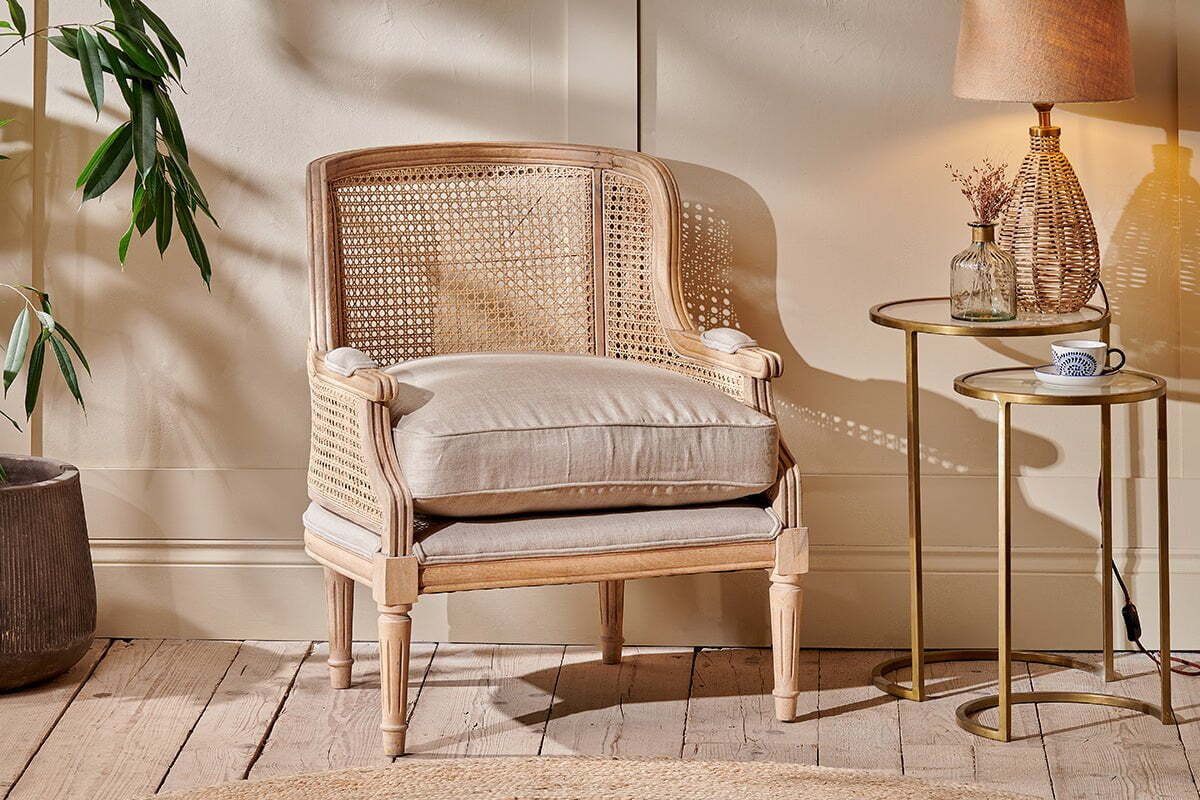 Kaziria Cane & Linen Armchair - Natural