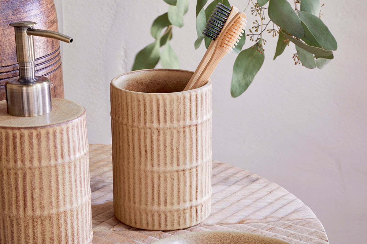 Kiani Ceramic Toothbrush Holder - Cream