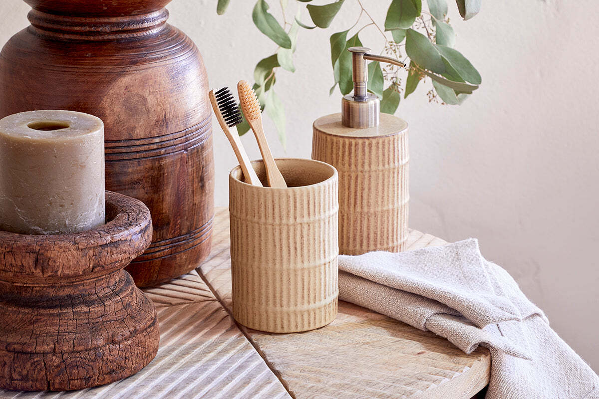 Kiani Ceramic Toothbrush Holder - Cream