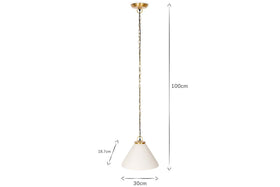 Kiara Organic Shape Ceramic Pendant Light - Off White & Antique Brass