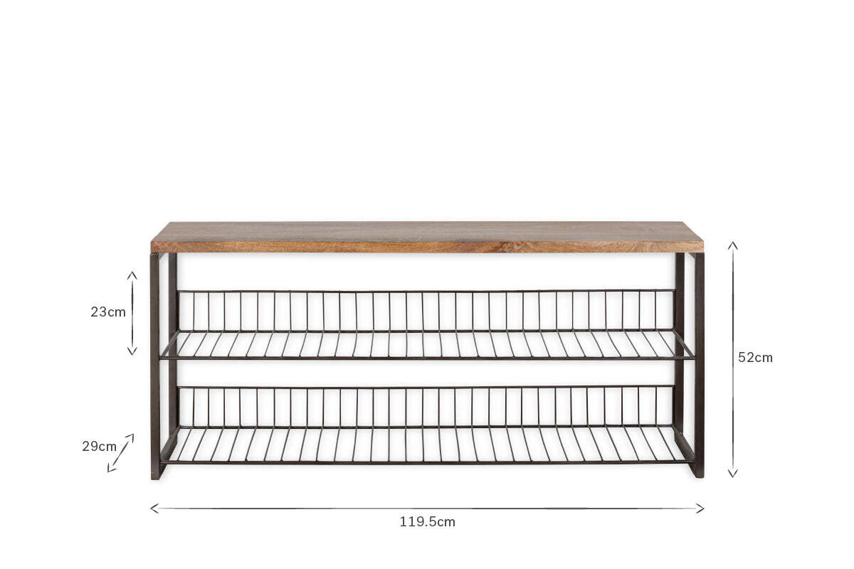 Kiyoma Iron & Wood Low Standing Shelves  - Natural