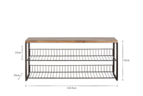 Kiyoma Iron & Wood Low Standing Shelves  - Natural