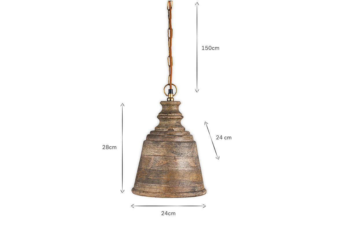 Koma Mango Wood Pendant - Ash Stain