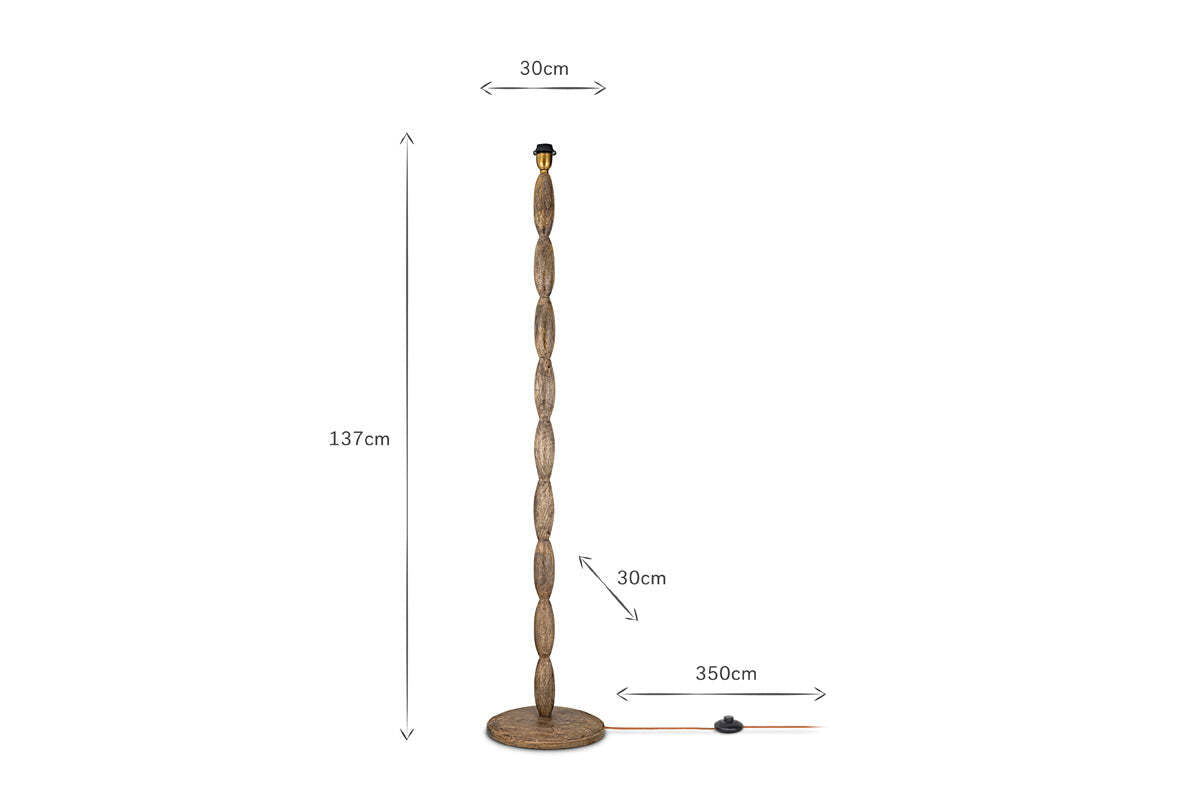 Konali Mango Wood Floor Lamp - Ash Stain