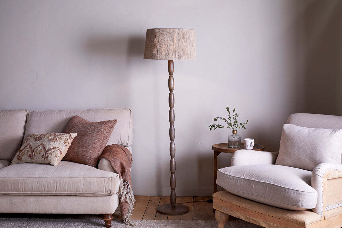 Konali Mango Wood Floor Lamp - Ash Stain