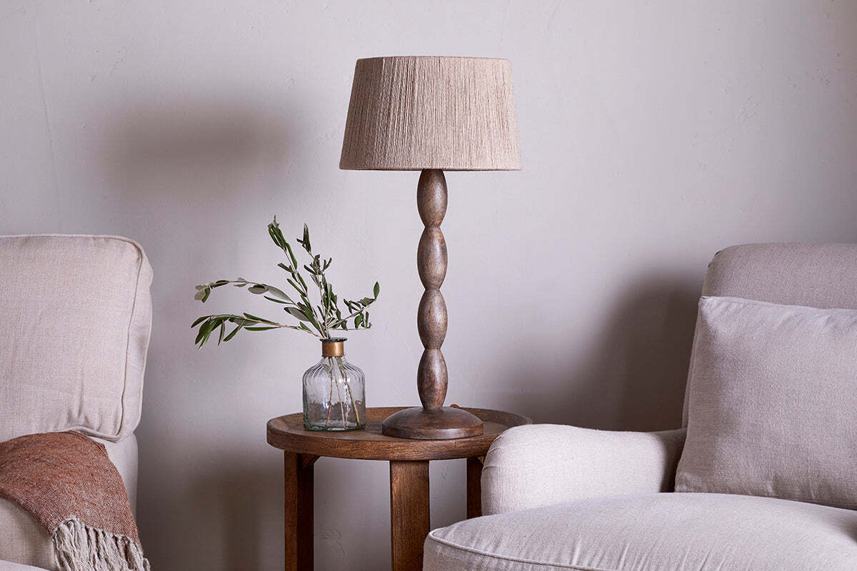 Konali Mango Wood Table Lamp - Ash Stain