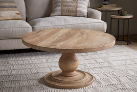 Laya Round Carved Coffee Table - Natural