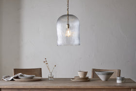 Lumina Fluted Recycled Glass Pendant - Clear