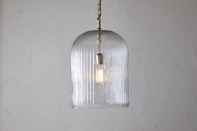 Lumina Fluted Recycled Glass Pendant - Clear