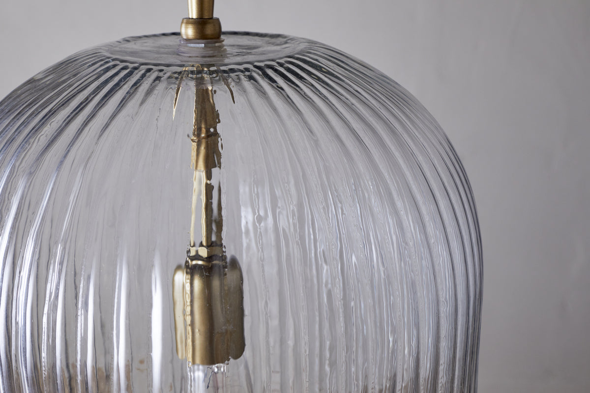Lumina Fluted Recycled Glass Pendant - Clear