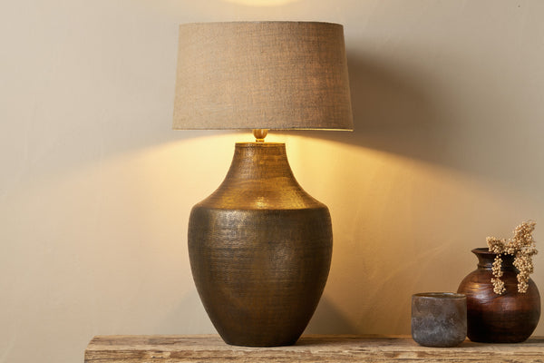 Tanda Etched Statement Table Lamp - Antique Brass - Extra Large