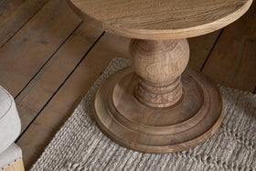 Laya Round Carved Side Table - Natural