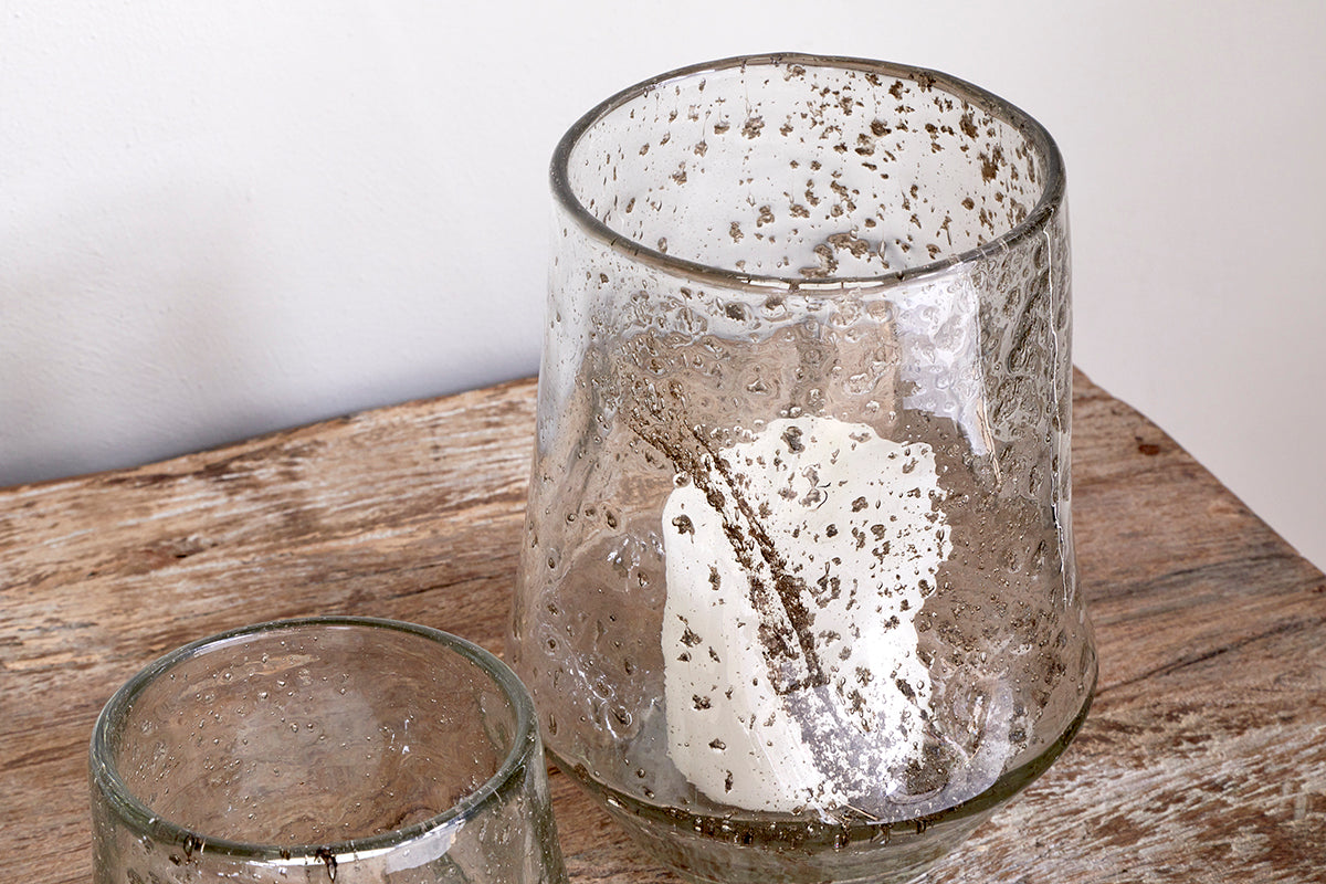 Linora Recycled Glass Tealight Holder - Clear-Trade nkuku