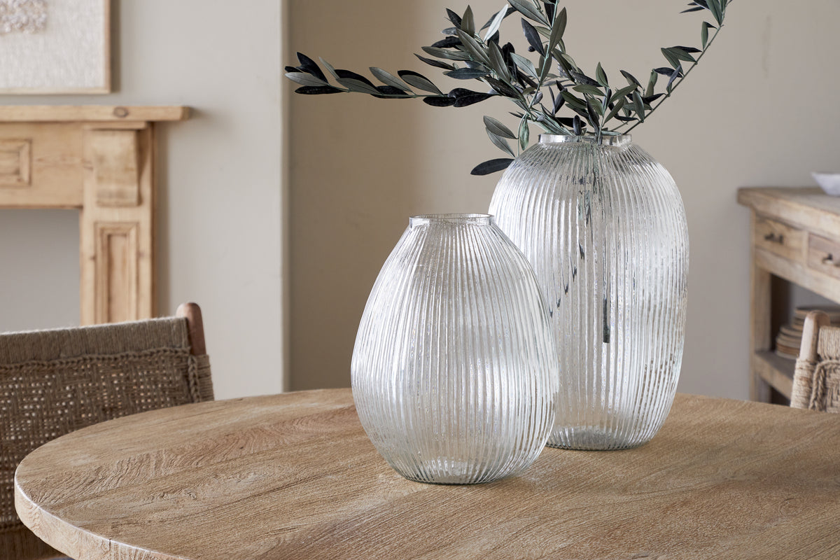 Linsy Ribbed Glass Vase - Clear