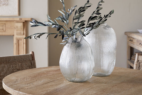 Linsy Ribbed Glass Vase - Clear