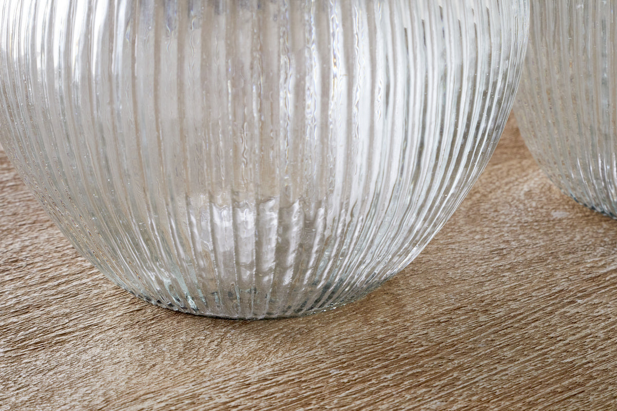 Linsy Ribbed Glass Vase - Clear