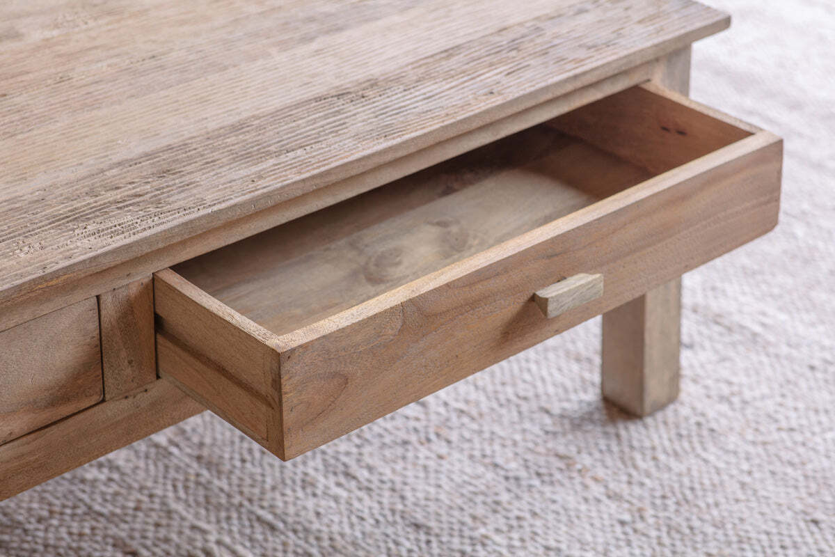Laali Grooved Mango Wood  Coffee Table - Natural