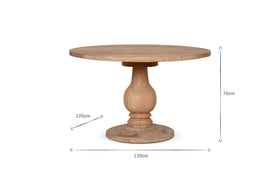 Laya Round Carved Mango Wood Table - Small