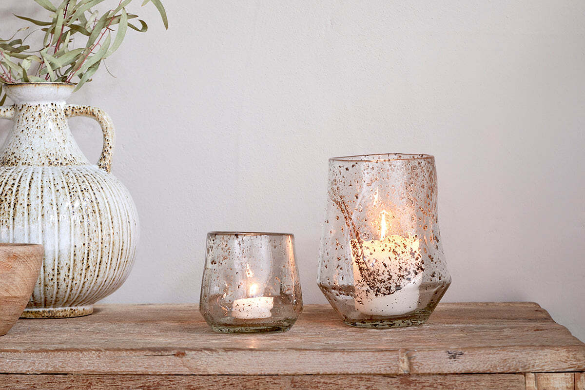 Linora Recycled Glass Tealight Holder - Clear