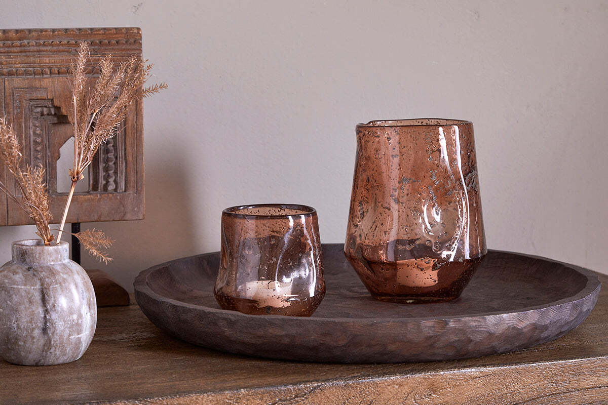 Linora Recycled Glass Tealight Holder - Terracotta