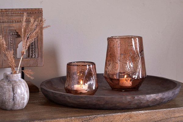 Linora Recycled Glass Tealight Holder - Terracotta