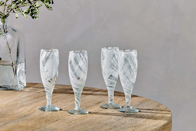Lohara Champagne Glass - White (Set of 4)
